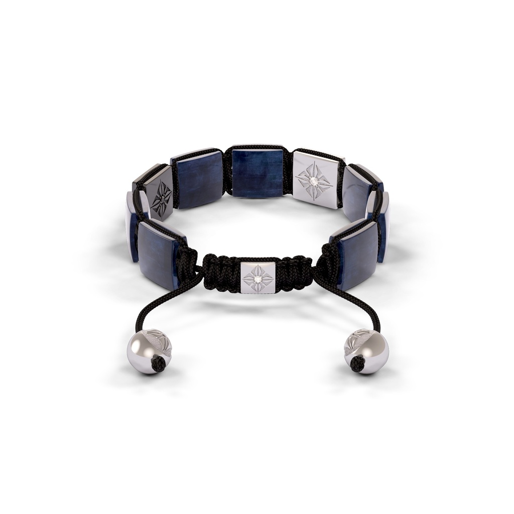 Shamballa Jewels Black Gold Black Diamond & Blue Sapphire 10mm Shamballa Lock Bracelet (Back View) - D100274