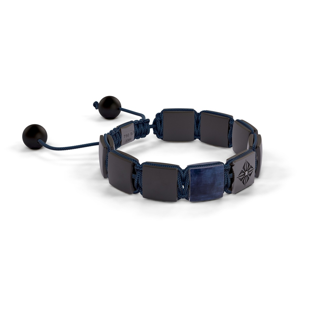 Shamballa Jewels Black Gold, Blue Sapphire & Ceramic 10mm Shamballa Lock Bracelet (Left View) - D184584
