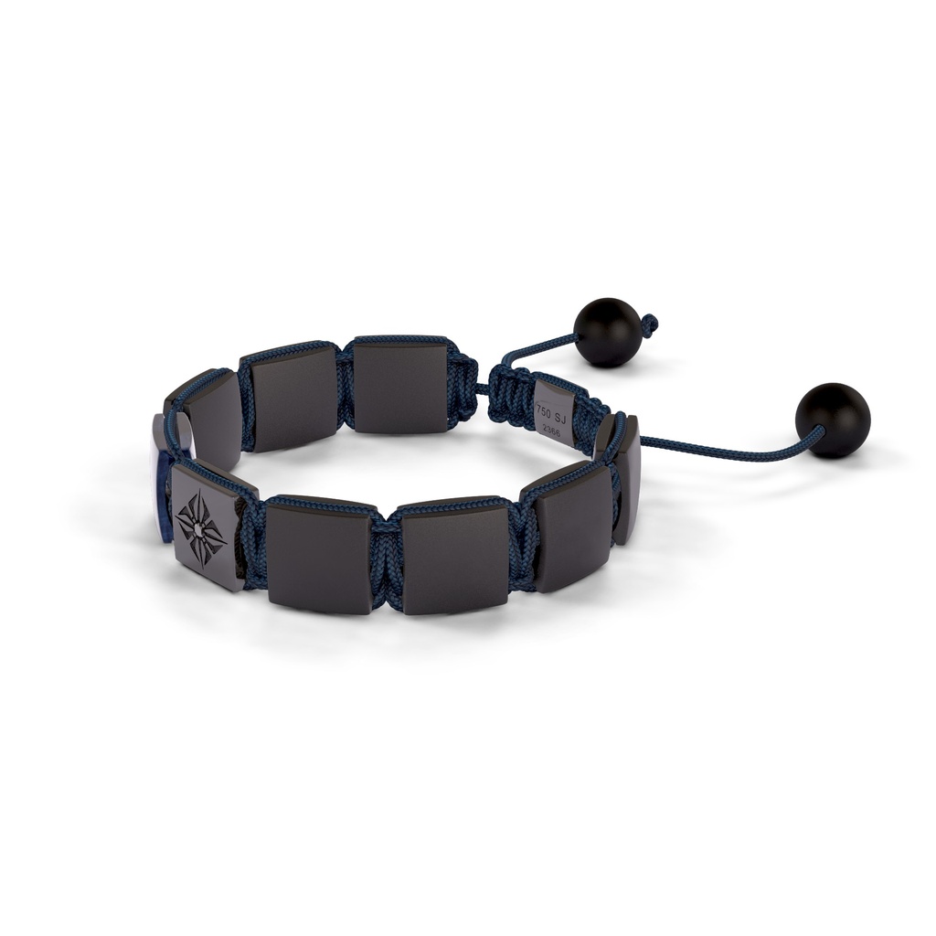 Shamballa Jewels Black Gold, Blue Sapphire & Ceramic 10mm Shamballa Lock Bracelet (Right View) - D184584