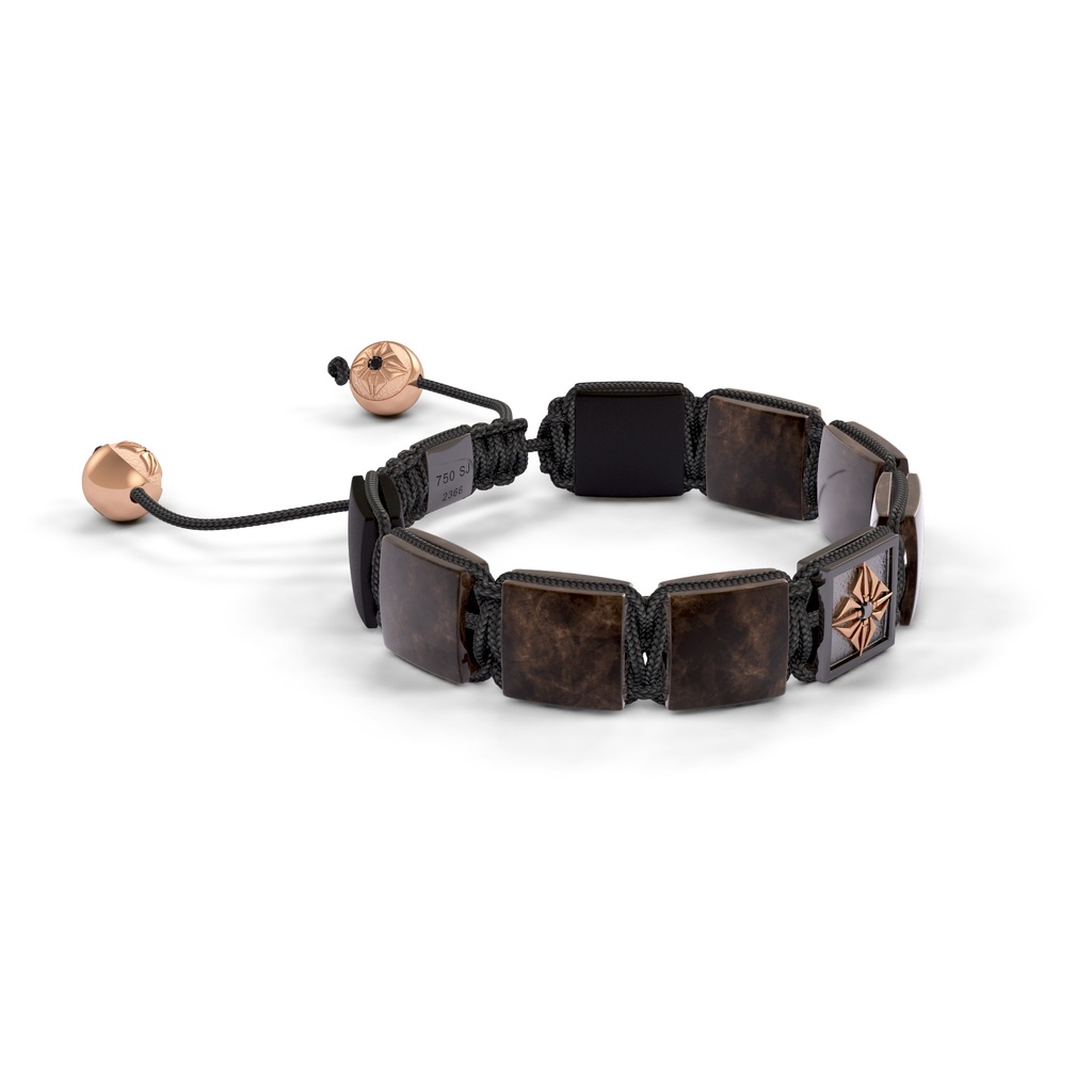 Shamballa Jewels Black & Rose Gold, Brown Sapphire & Ceramic 10mm Shamballa Lock Bracelet (Left View) - D227477