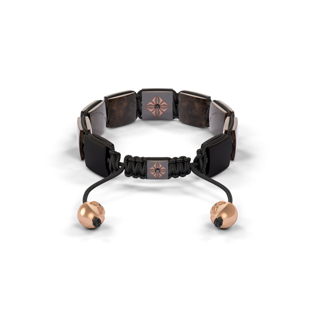 Shamballa Jewels Black & Rose Gold, Brown Sapphire & Ceramic 10mm Shamballa Lock Bracelet (Back View) - D227477