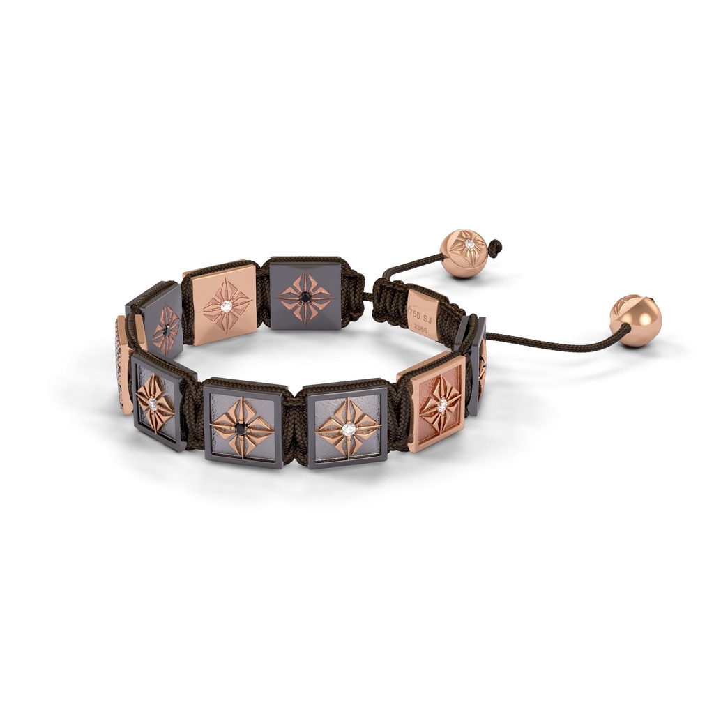 Shamballa Jewels Black & Rose Gold Black Diamond 10mm Shamballa Lock Bracelet (Right View) - D227420