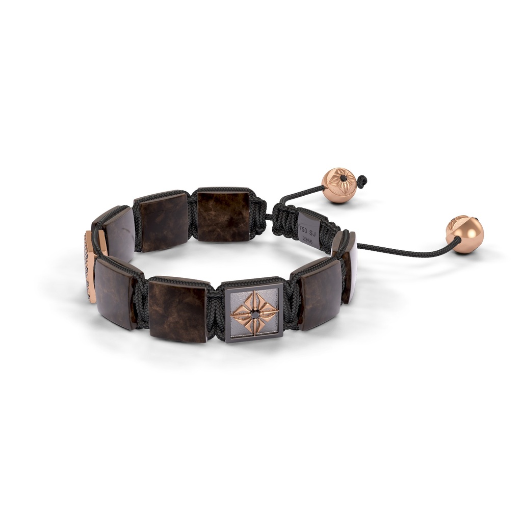 Shamballa Jewels Black & Rose Gold Black Diamond & Brown Sapphire 10mm Shamballa Lock Bracelet (Right View) - D227510