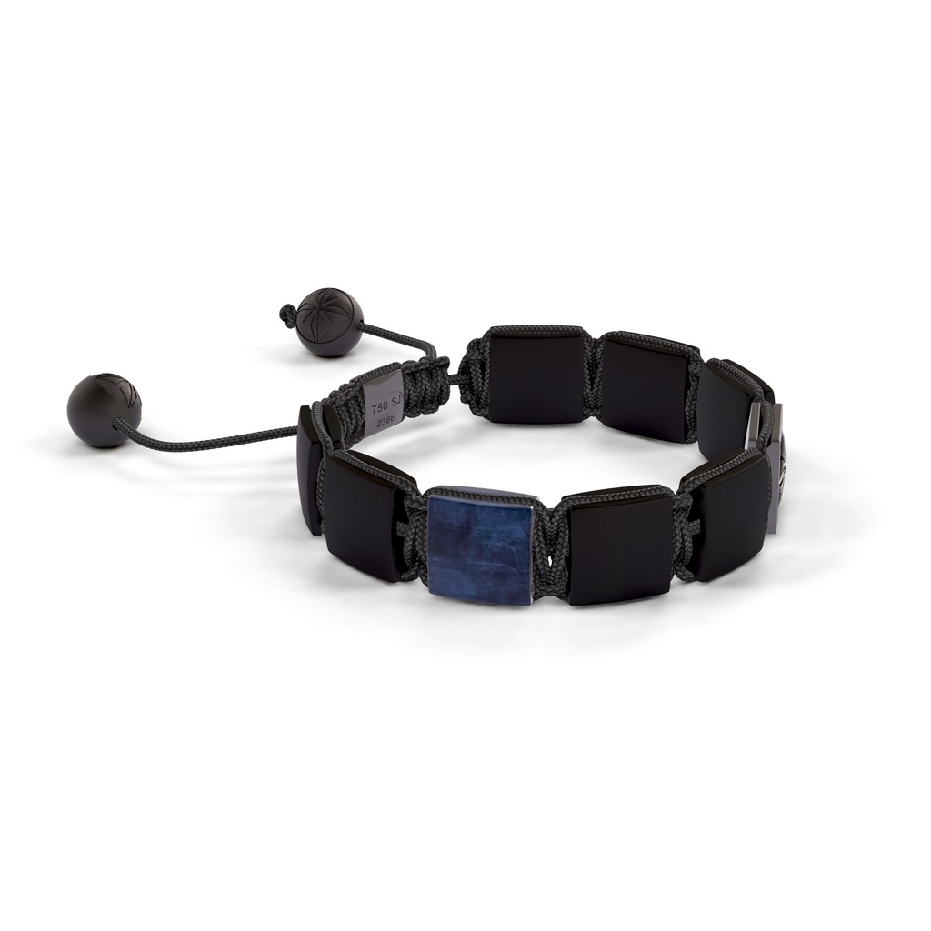Shamballa Jewels Black Gold Blue Sapphire & Ceramic 10mm Shamballa Lock Bracelet (Left View) - D227440