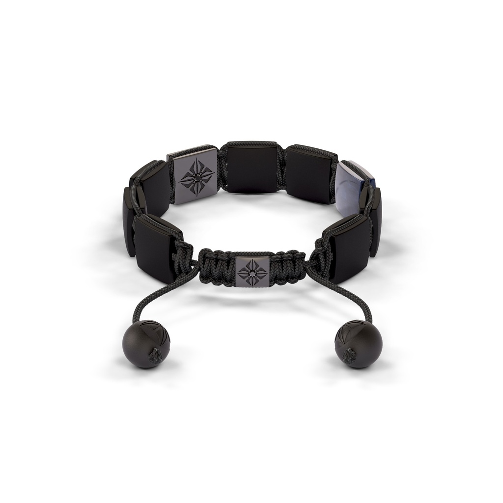 Shamballa Jewels Black Gold Blue Sapphire & Ceramic 10mm Shamballa Lock Bracelet (Back View) - D227440
