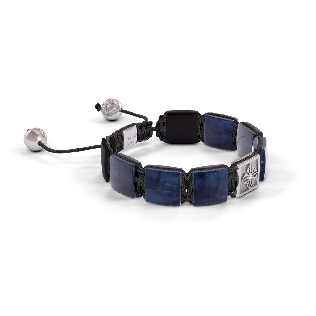 Shamballa Jewels White Gold Blue Sapphire, White Diamond 10mm Lock Bracelet (Left View) - D227449