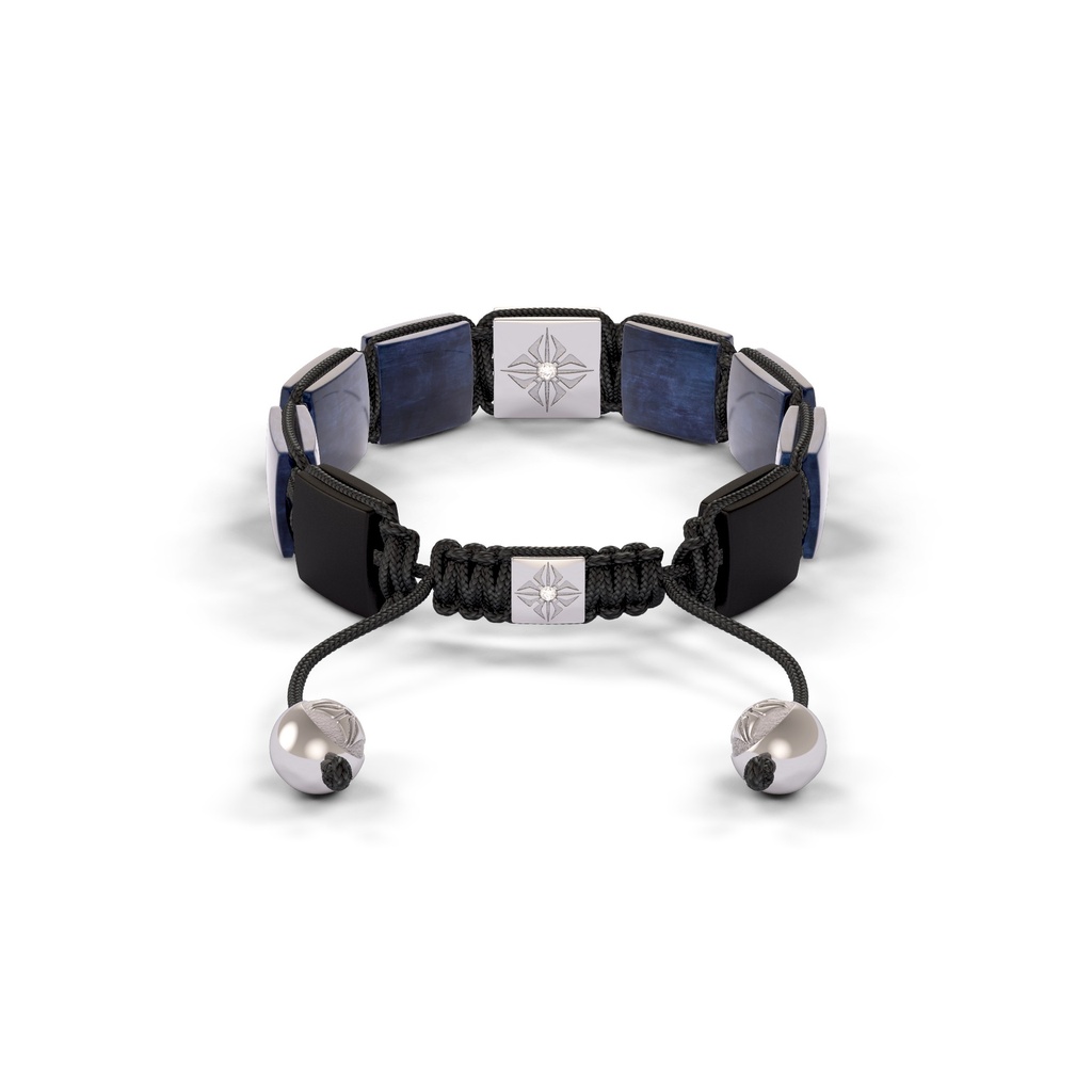 Shamballa Jewels White Gold Blue Sapphire, White Diamond 10mm Lock Bracelet (Back View) - D227449