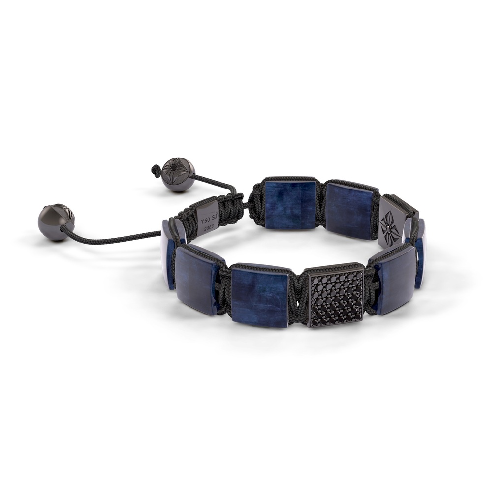 Shamballa Jewels Black Gold Black Diamond & Blue Sapphire 10mm Lock Bracelet (Left View) - D220136