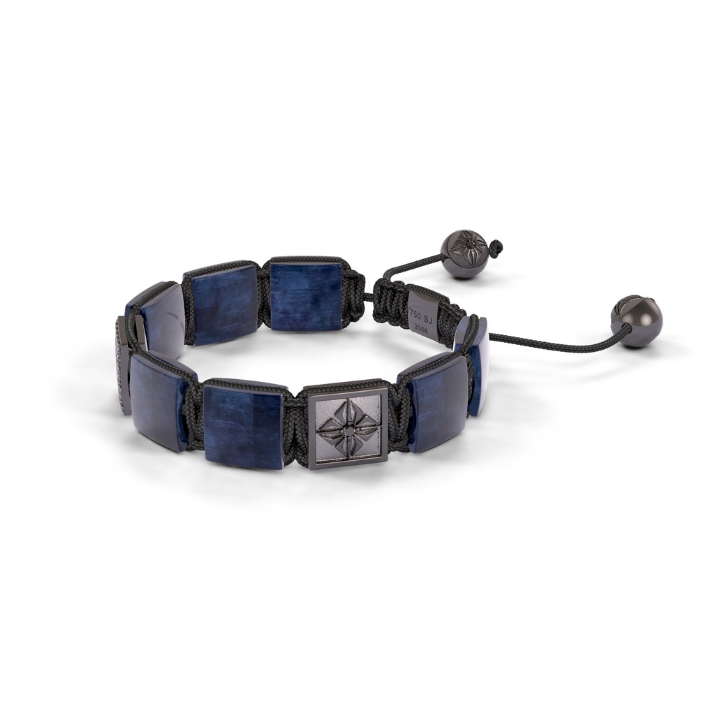 Shamballa Jewels Black Gold Black Diamond & Blue Sapphire 10mm Lock Bracelet (Right View) - D220136