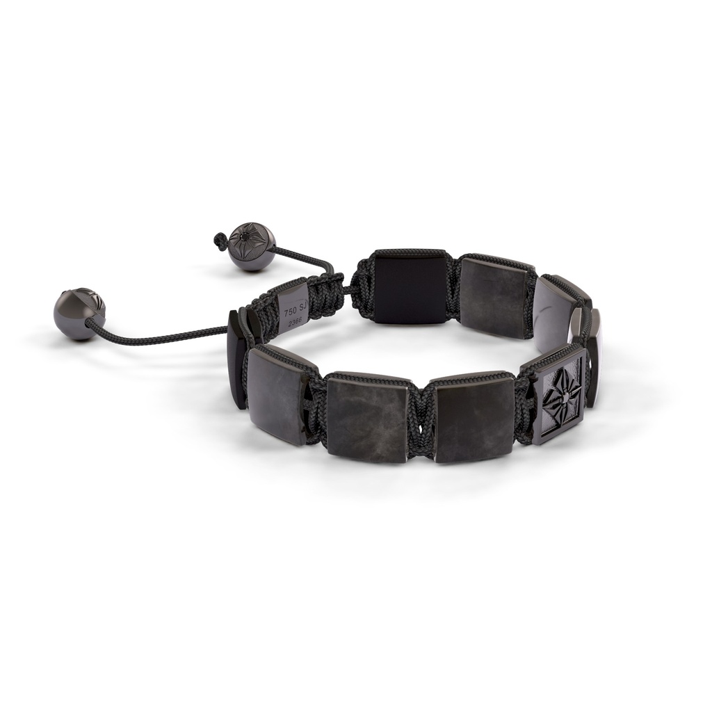 Shamballa Jewels Black Gold Black Diamond, Grey Sapphire & Ceramic 10mm Lock Bracelet (Left View) - D227530