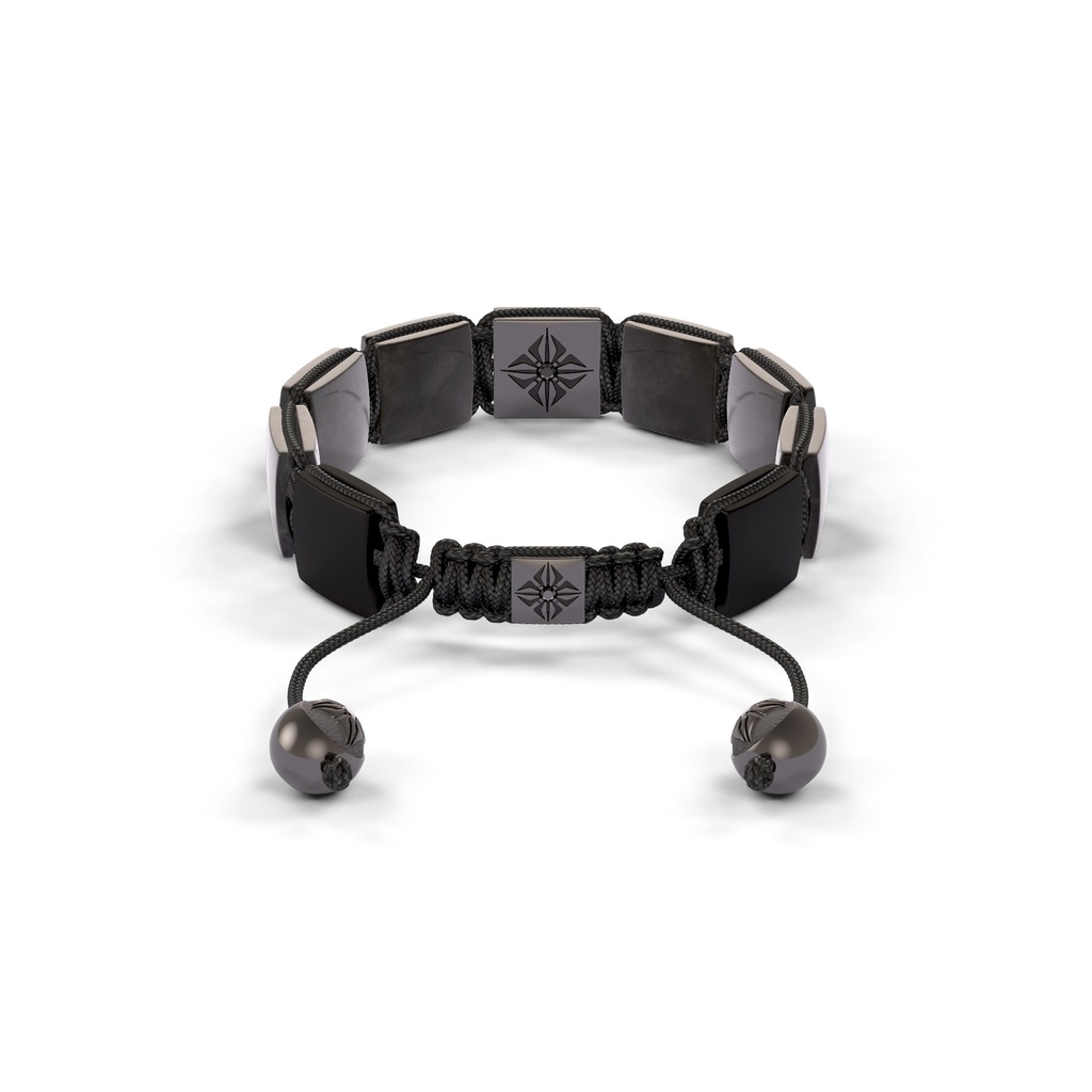 Shamballa Jewels Black Gold Black Diamond, Grey Sapphire & Ceramic 10mm Lock Bracelet (Back View) - D227530