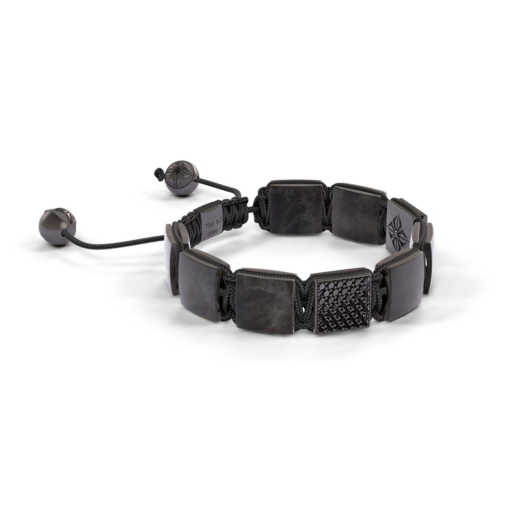 Shamballa Jewels Black Gold Black Diamond & Grey Sapphire 10mm Lock Bracelet (Left View) - D220115