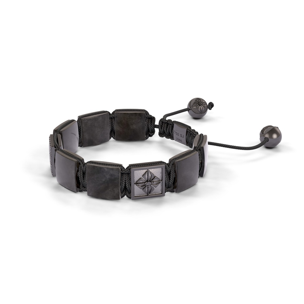 Shamballa Jewels Black Gold Black Diamond & Grey Sapphire 10mm Lock Bracelet (Right View) - D220115