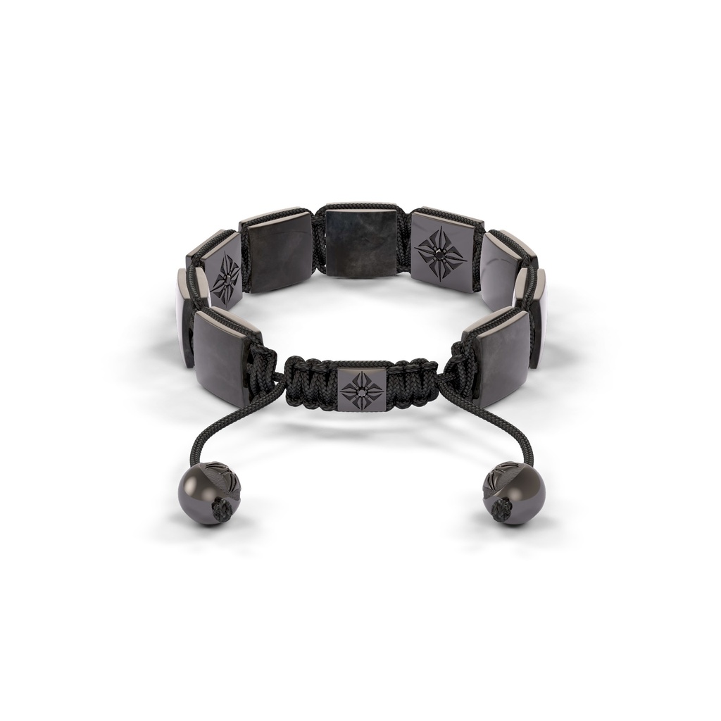 Shamballa Jewels Black Gold Black Diamond & Grey Sapphire 10mm Lock Bracelet (Back View) - D220115