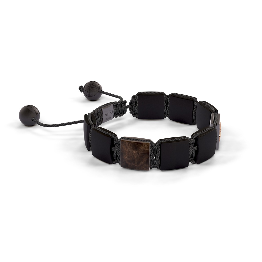 Shamballa Jewels Black & Rose Gold Black Diamond, Brown Sapphire & Ceramic 10mm Lock Bracelet (Left View) - D227462