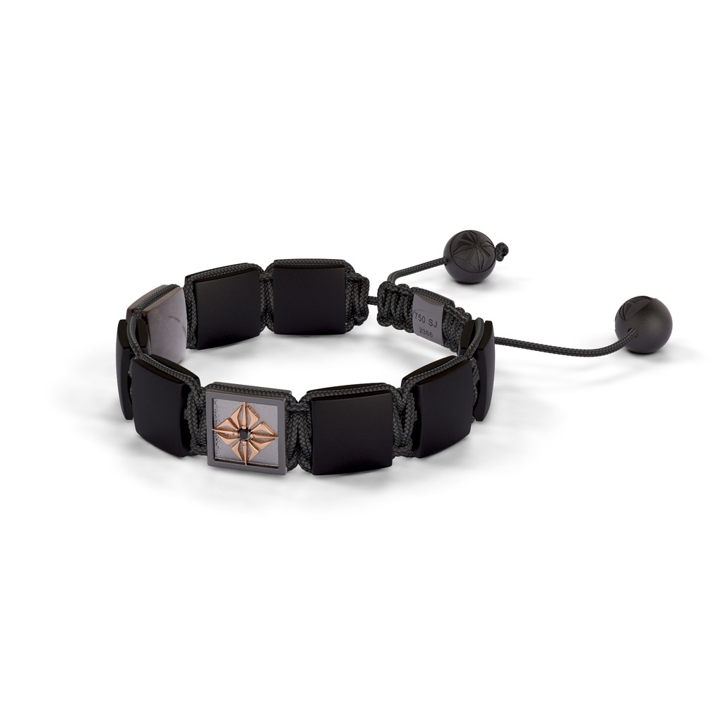 Shamballa Jewels Black & Rose Gold Black Diamond, Brown Sapphire & Ceramic 10mm Lock Bracelet (Right View) - D227462