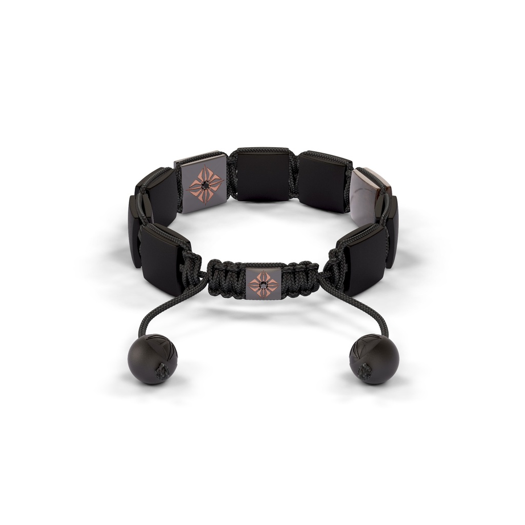 Shamballa Jewels Black & Rose Gold Black Diamond, Brown Sapphire & Ceramic 10mm Lock Bracelet (Back View) - D227462