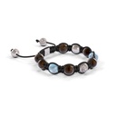 Shamballa Jewels Platinum White Diamond, Aquamarine & Brown Sapphire 8mm Braided Bracelet (Left View) - D227779