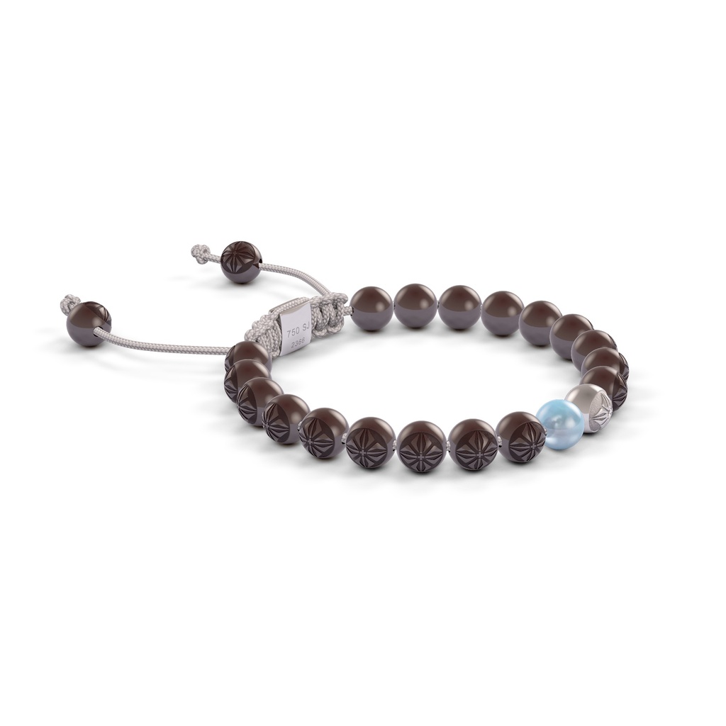 Shamballa Jewels Platinum White Diamond, Aquamarine & Ceramic 6mm Non-Braided Bracelet (Left View) - D227562