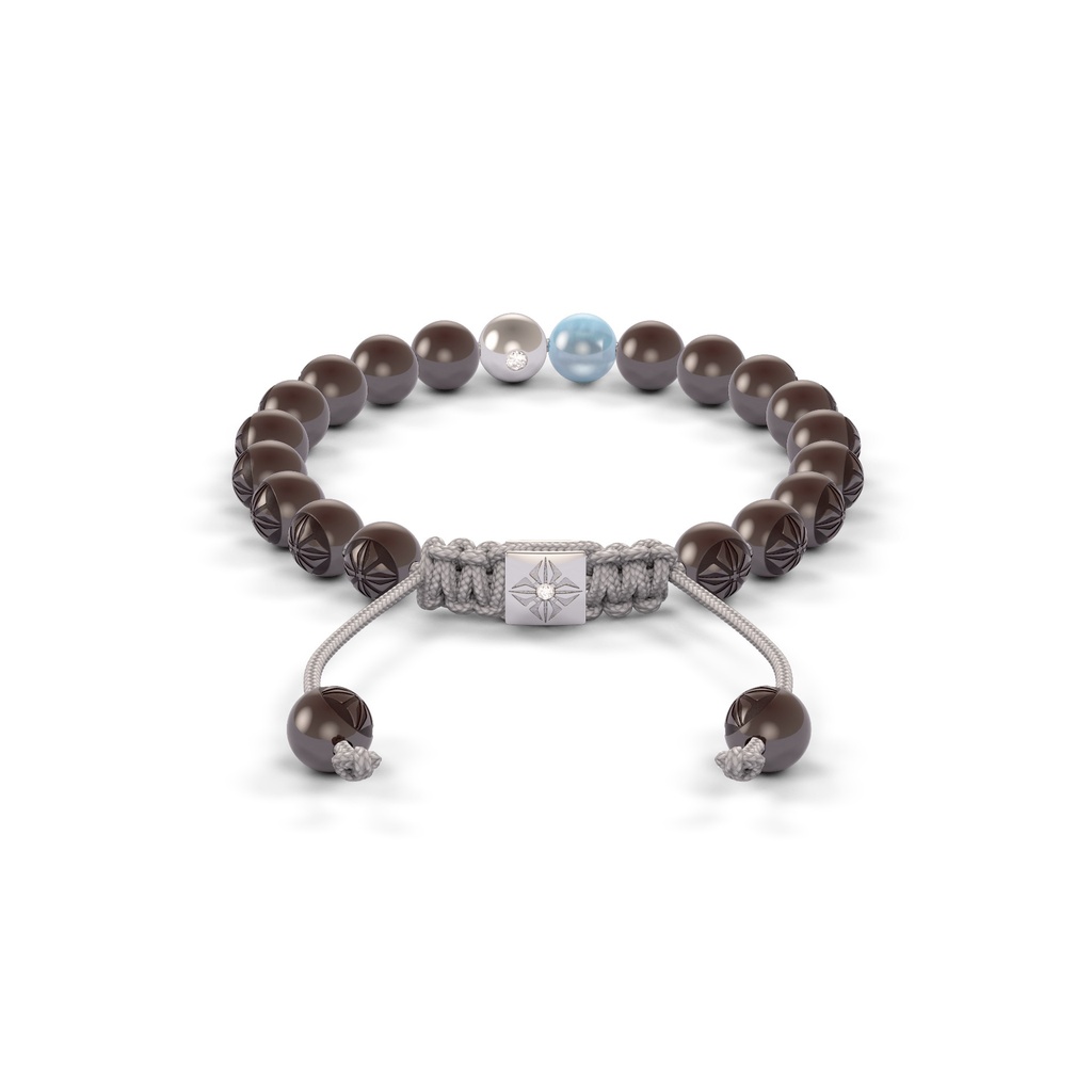 Shamballa Jewels Platinum White Diamond, Aquamarine & Ceramic 6mm Non-Braided Bracelet (Back View) - D227562