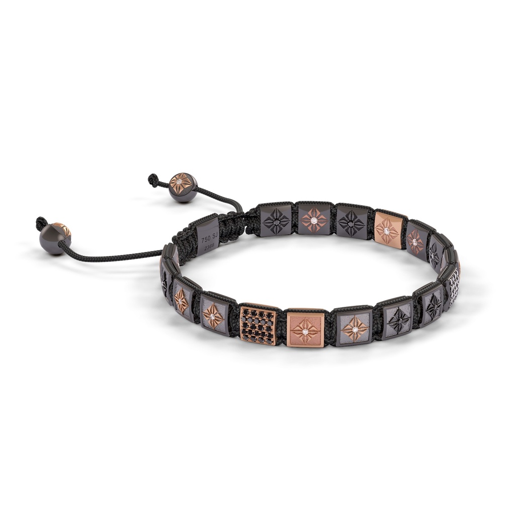 Shamballa Jewels Black & Rose Gold White Diamond & Black Diamond 6mm Lock Bracelet (Left View) - D200471