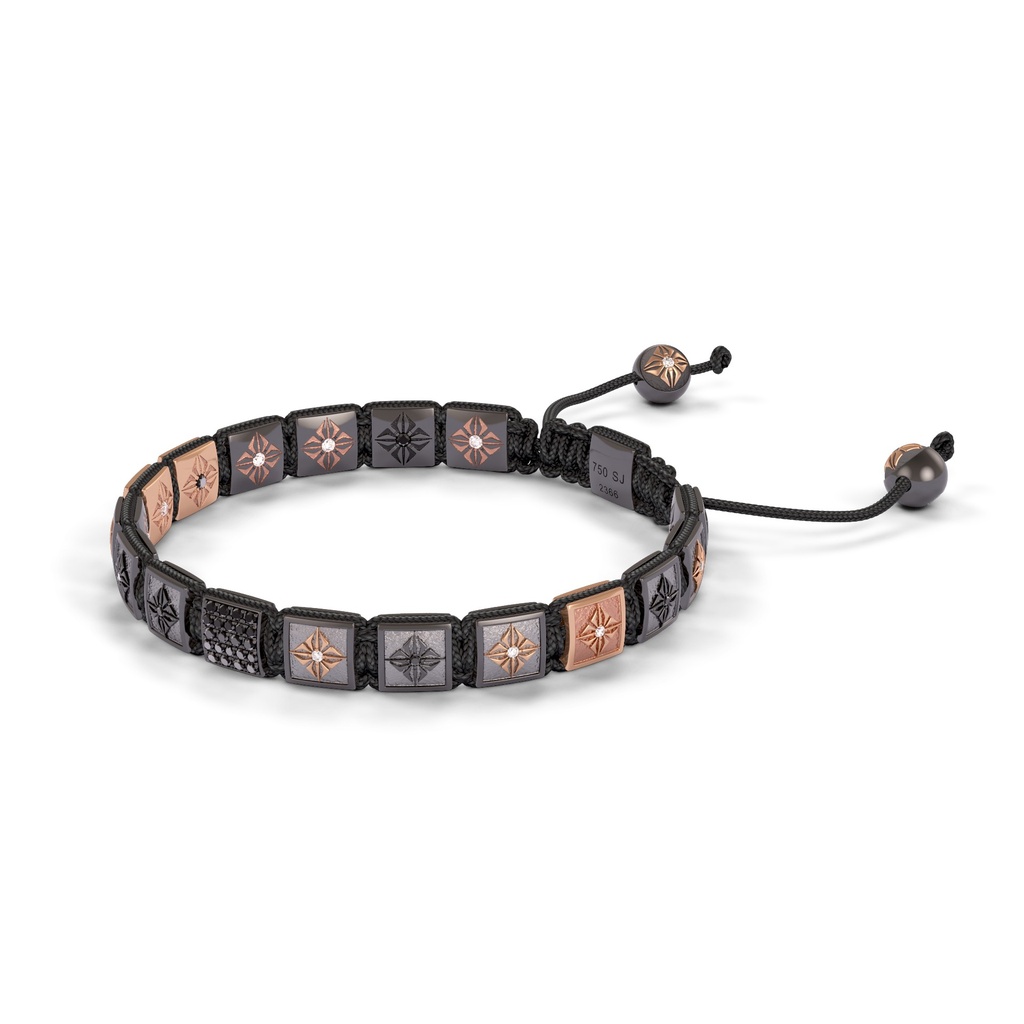 Shamballa Jewels Black & Rose Gold White Diamond & Black Diamond 6mm Lock Bracelet (Right View) - D200471