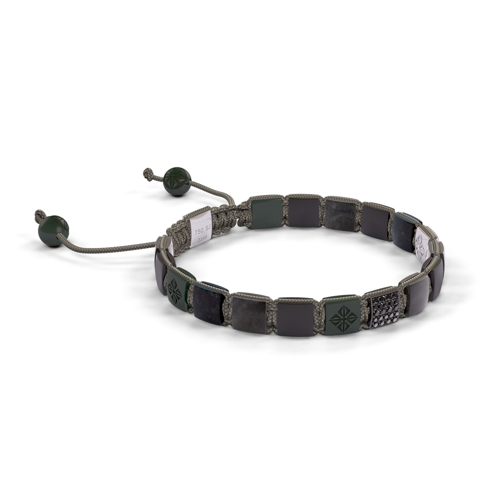 Shamballa Jewels Black & White Gold Black Diamond, Grey Sapphire, Jade & Ceramic 6mm Lock Bracelet (Left View) - D196736