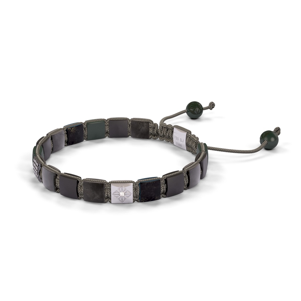 Shamballa Jewels Black & White Gold Black Diamond, Grey Sapphire, Jade & Ceramic 6mm Lock Bracelet (Right View) - D196736