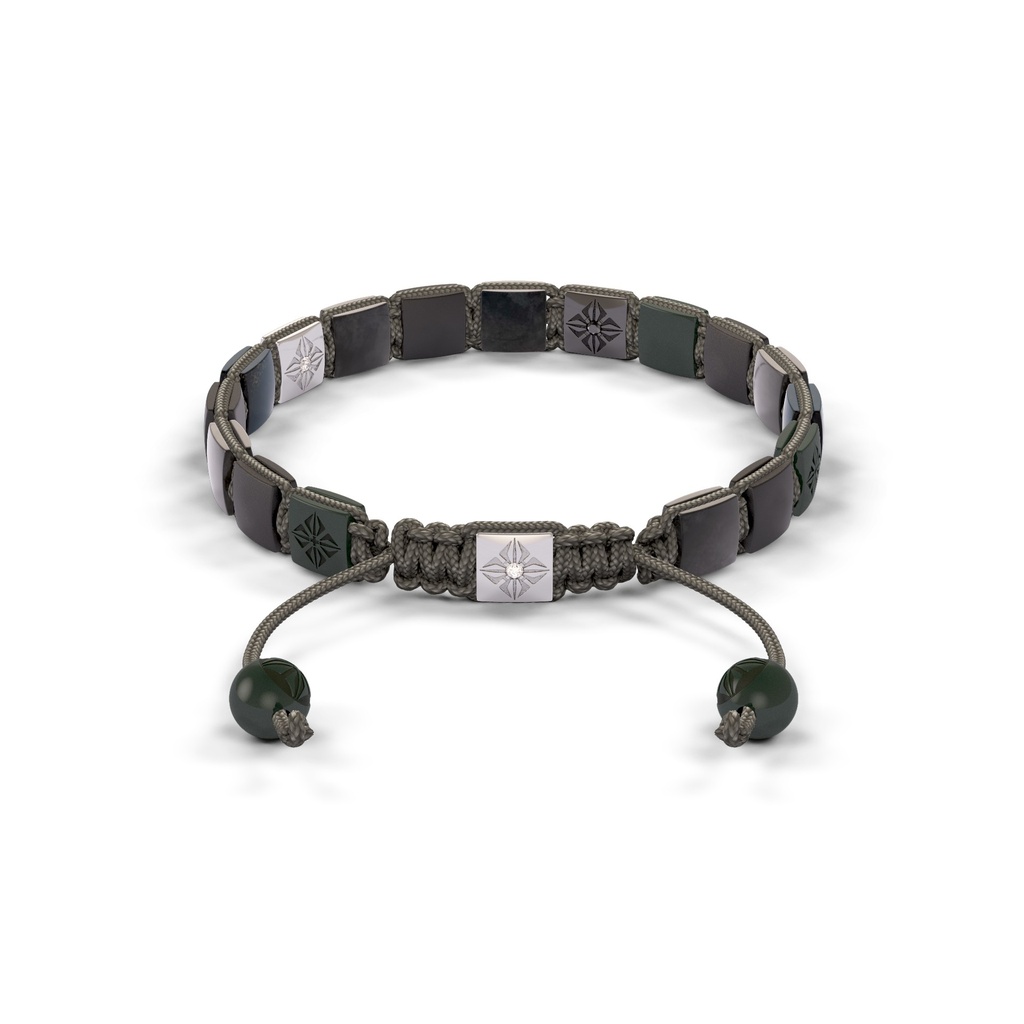 Shamballa Jewels Black & White Gold Black Diamond, Grey Sapphire, Jade & Ceramic 6mm Lock Bracelet (Back View) - D196736