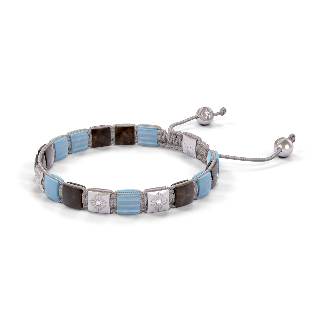 Shamballa Jewels Black Gold White Diamond, Emerald, Brown Sapphire & Aquamarine 6mm Lock Bracelet (Right View) - D187110