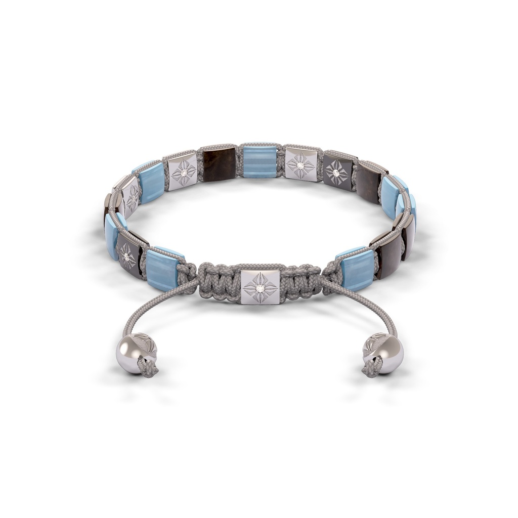 Shamballa Jewels Black Gold White Diamond, Emerald, Brown Sapphire & Aquamarine 6mm Lock Bracelet (Back View) - D187110