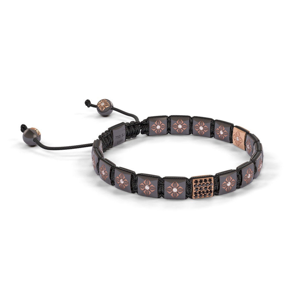 Shamballa Jewels Black & Rose Gold White Diamond & Black Diamond 6mm Lock Bracelet (Left View) - D196308