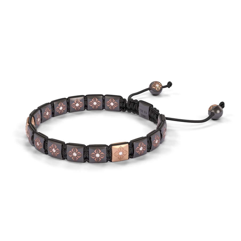 Shamballa Jewels Black & Rose Gold White Diamond & Black Diamond 6mm Lock Bracelet (Right View) - D196308
