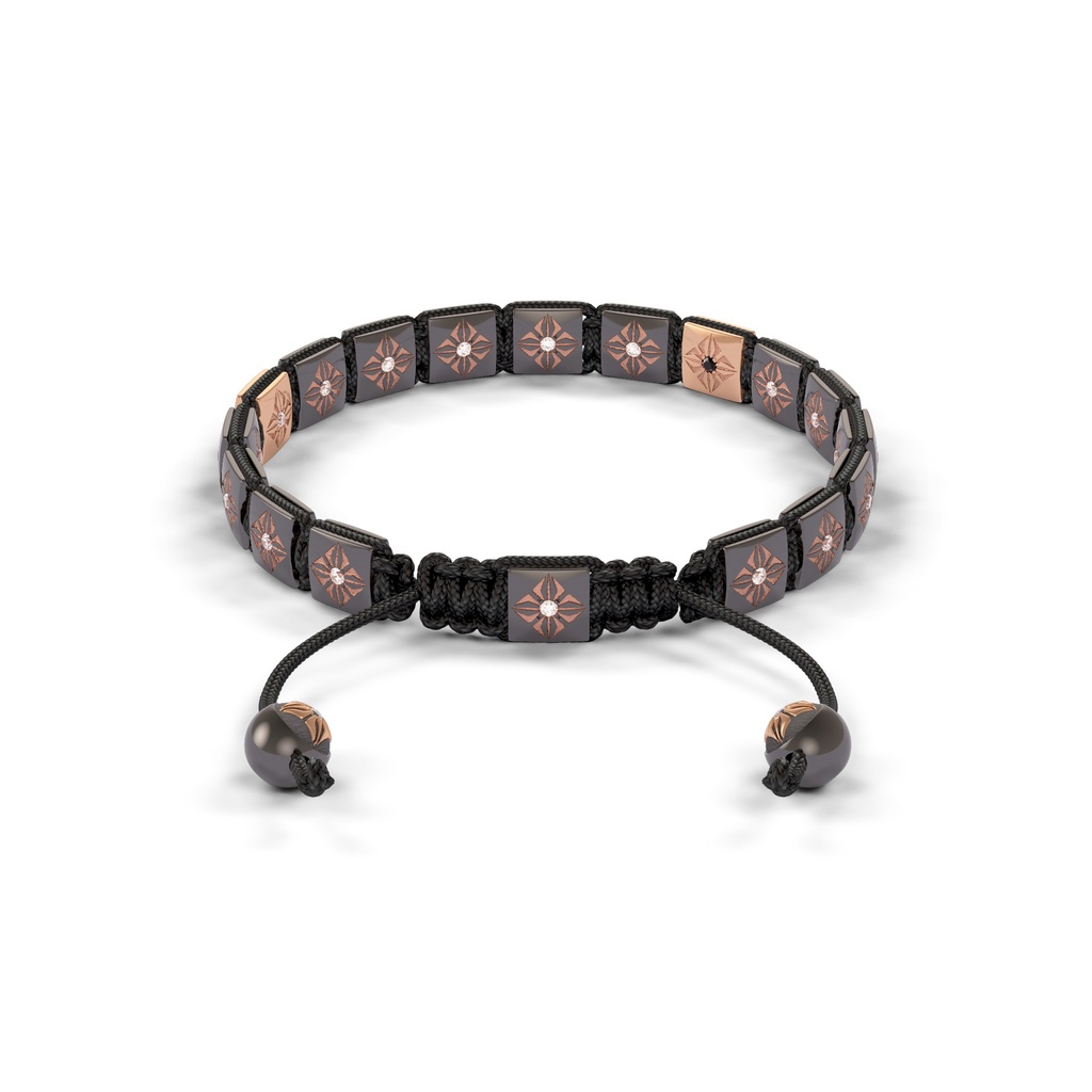 Shamballa Jewels Black & Rose Gold White Diamond & Black Diamond 6mm Lock Bracelet (Back View) - D196308