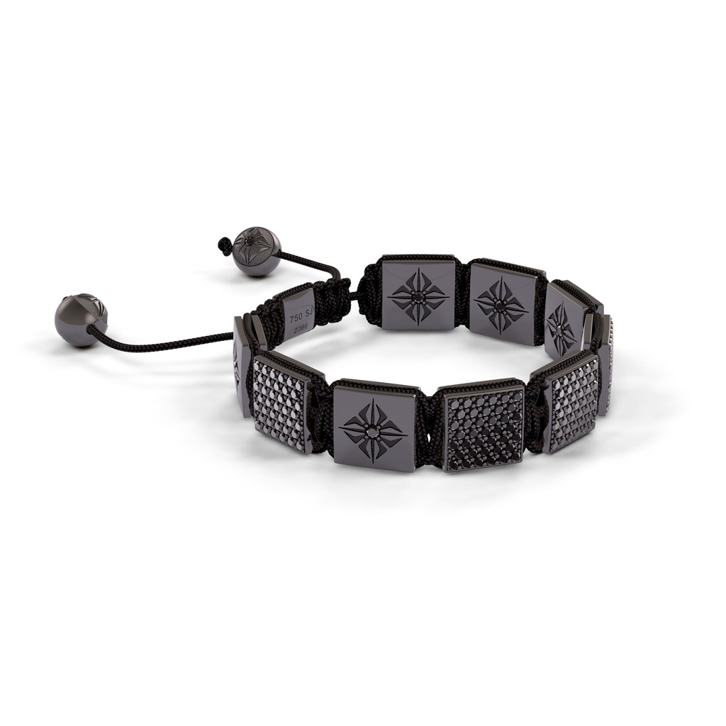 Shamballa Jewels Black Gold White Diamond & Black Diamond 10mm Lock Bracelet (Left View) - D143297