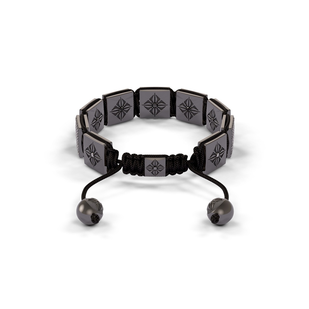 Shamballa Jewels Black Gold White Diamond & Black Diamond 10mm Lock Bracelet (Back View) - D143297