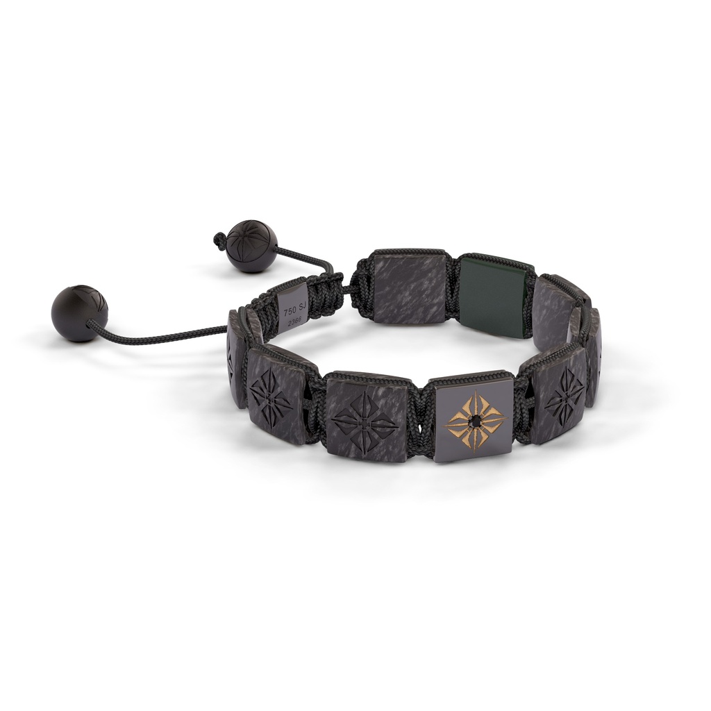 Shamballa Jewels Black, Yellow Gold & Carbon Black Diamond & Ceramic 10mm Lock Bracelet (Left View) - D196041