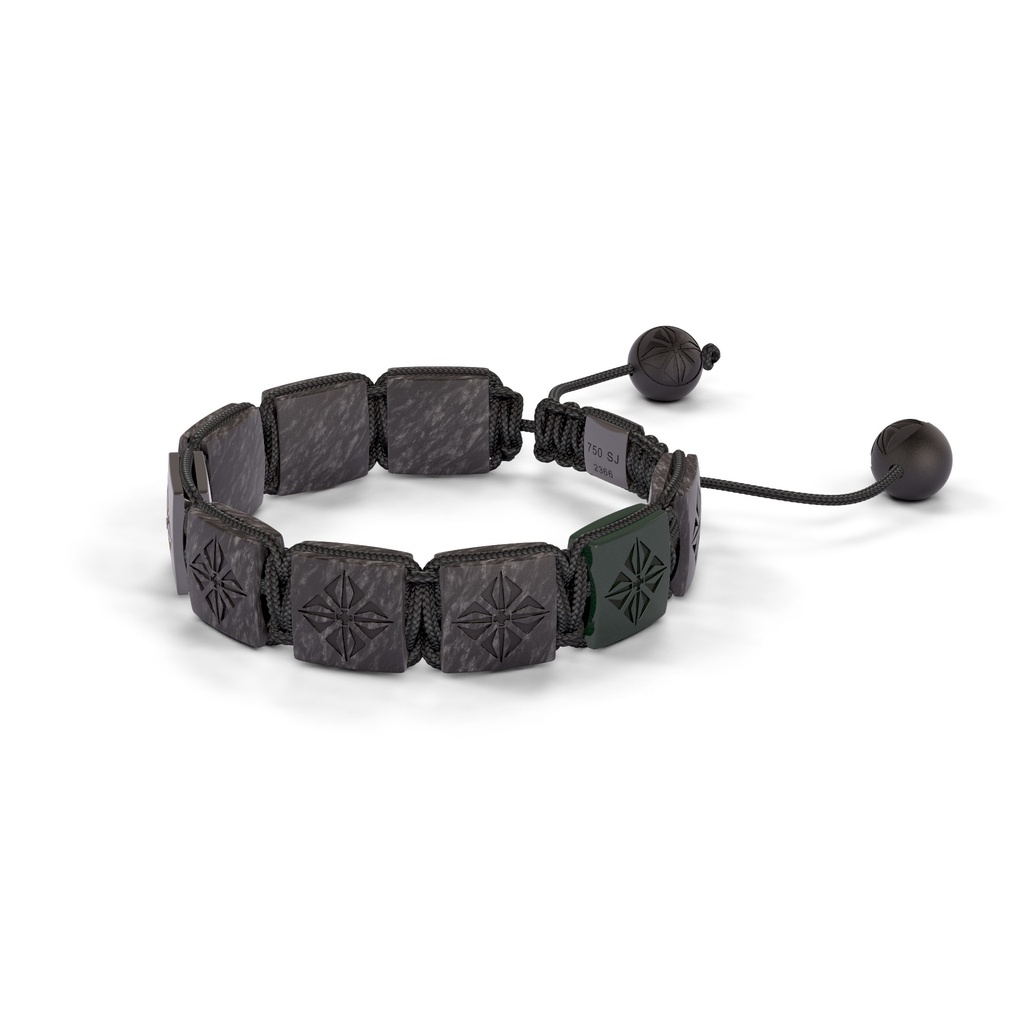 Shamballa Jewels Black, Yellow Gold & Carbon Black Diamond & Ceramic 10mm Lock Bracelet (Right View) - D196041
