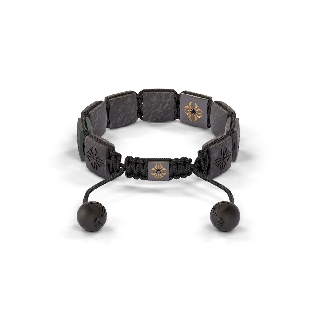 Shamballa Jewels Black, Yellow Gold & Carbon Black Diamond & Ceramic 10mm Lock Bracelet (Back View) - D196041