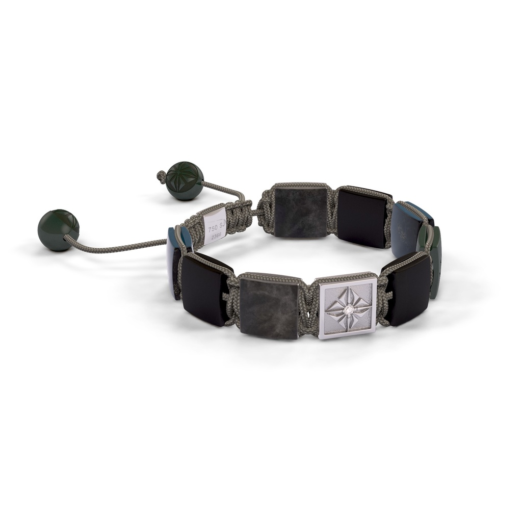 Shamballa Jewels White Gold Jade, Grey Sapphire & Ceramic 10mm Lock Bracelet (Left View) - D196226