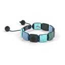Shamballa Jewels Black Gold White Diamond, Aquamarine, Turquoise & Ceramic 10mm Lock Bracelet (Left View) - D190846