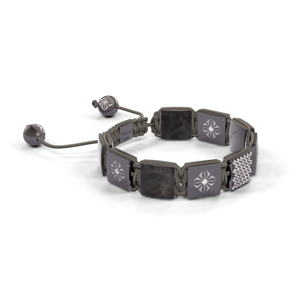 Shamballa Jewels Black Gold White Diamond & Grey Sapphire 10mm Lock Bracelet (Left View) - D177386