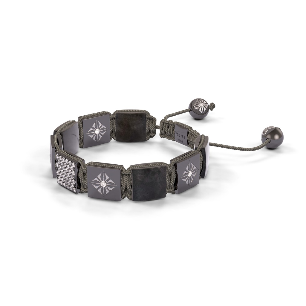 Shamballa Jewels Black Gold White Diamond & Grey Sapphire 10mm Lock Bracelet (Right View) - D177386