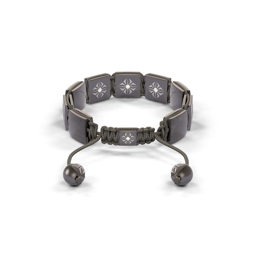 Shamballa Jewels Black Gold White Diamond & Grey Sapphire 10mm Lock Bracelet (Back View) - D177386