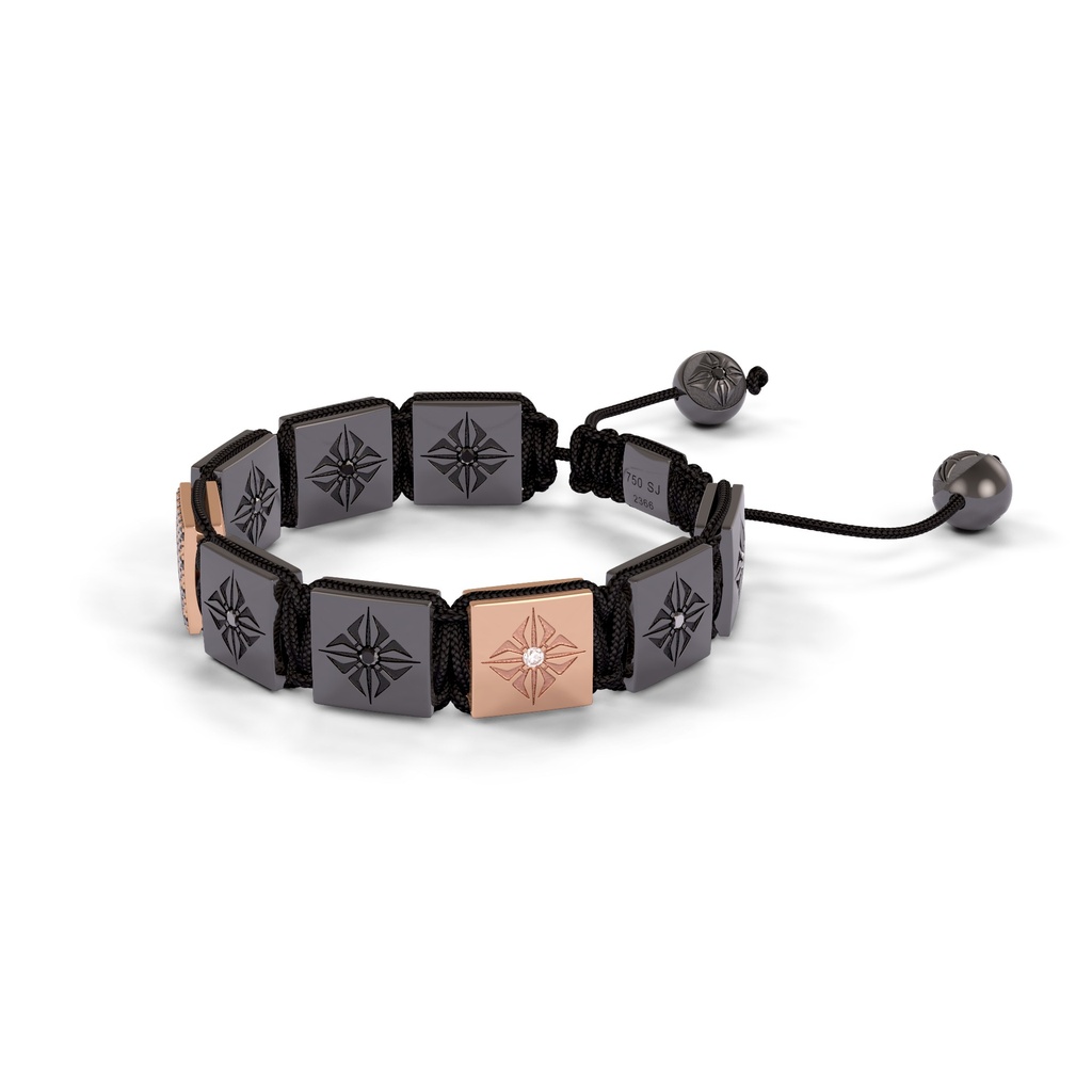 Shamballa Jewels Black & Rose Gold Black Diamond 10mm Lock Bracelet (Right View) - D100409