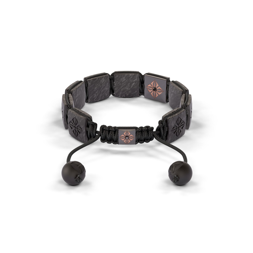 Shamballa Jewels Black & Rose Gold & Carbon Black Diamond 10mm Lock Bracelet (Back View) - D196025