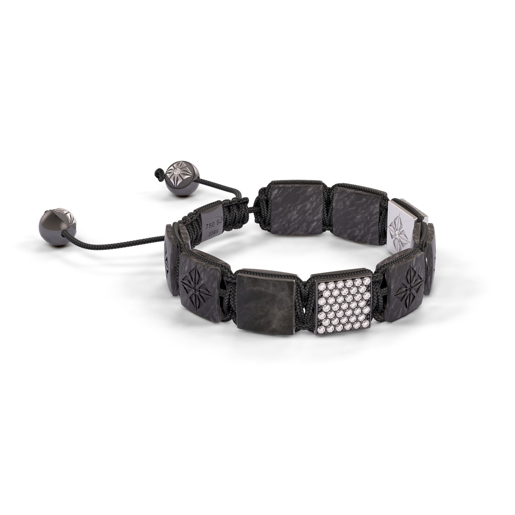 Shamballa Jewels Black & Rose Gold & Carbon White Diamond 10mm Lock Bracelet (Left View) - D196076
