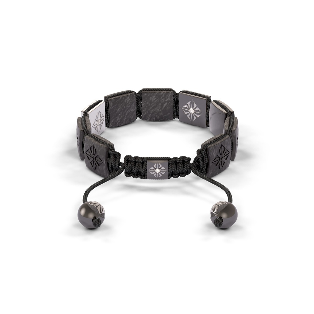 Shamballa Jewels Black & Rose Gold & Carbon White Diamond 10mm Lock Bracelet (Back View) - D196076