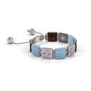 Shamballa Jewels Black & Rose Gold White Diamond, Aquamarine & Brown Sapphire 10mm Lock Bracelet (Left View) - D187138