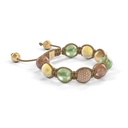 Shamballa Jewels Yellow Gold Champagne Diamond, Green Sapphire, Yellow Sapphire & Brown Moonstone 10mm Braided Bracelet (Left View) - D227034